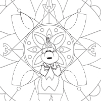 Mandala coloring page with W mascot